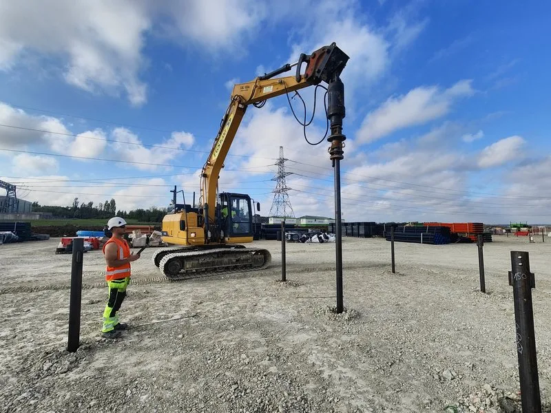 Hall building on screw pile foundations
