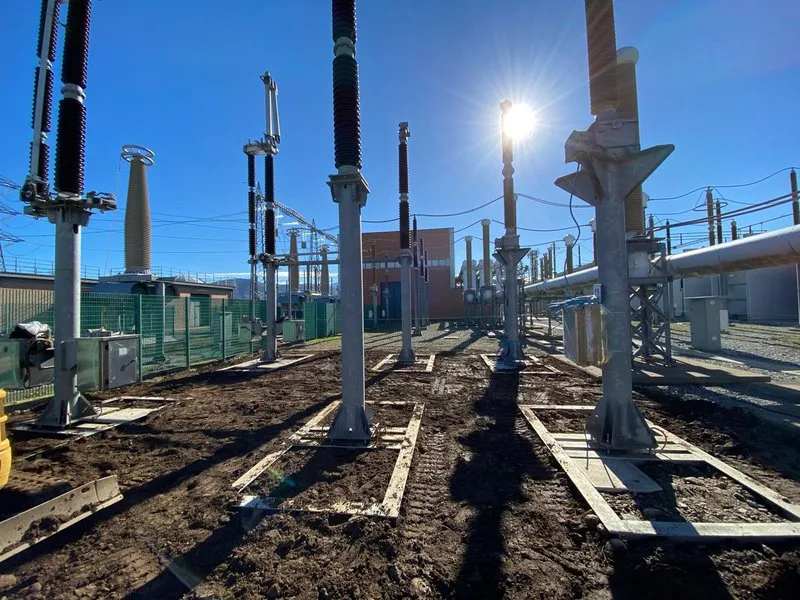 EV charging station on screw pile foundation