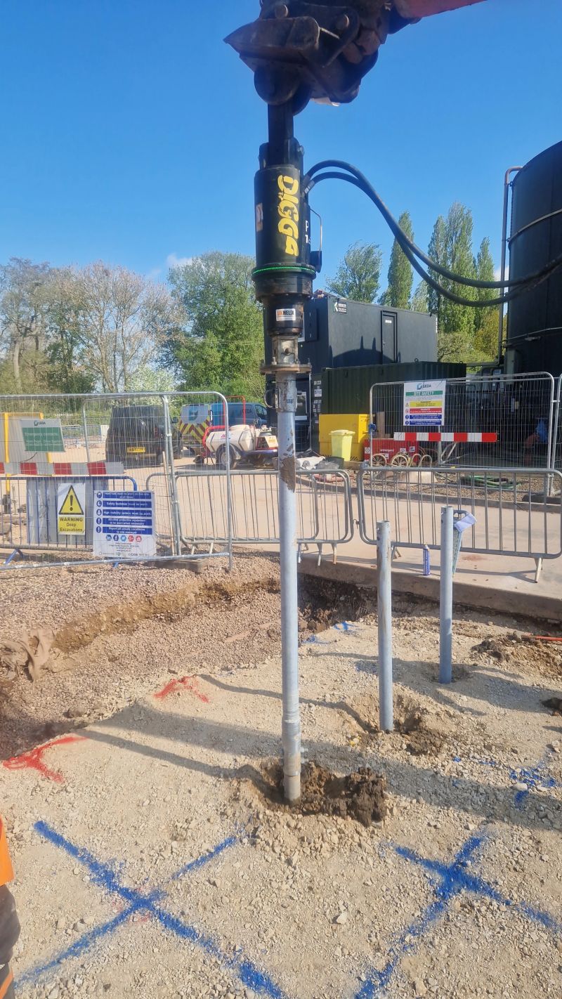 Installed helical piles in Burton on Trent