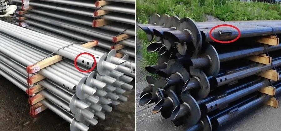 Comparison of drive lug and pin connection methods on helical piles