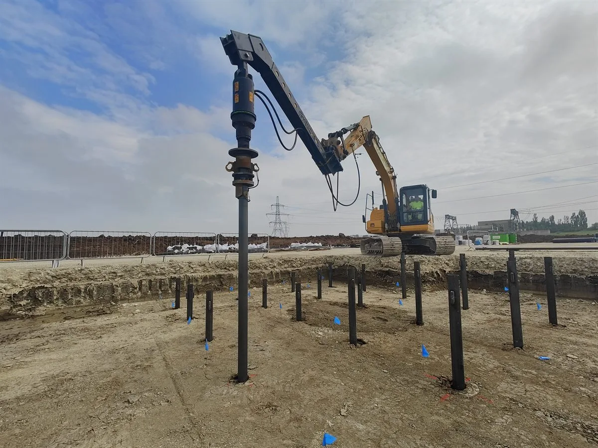 Screw pile installation for electrical compound, Kent, UK
