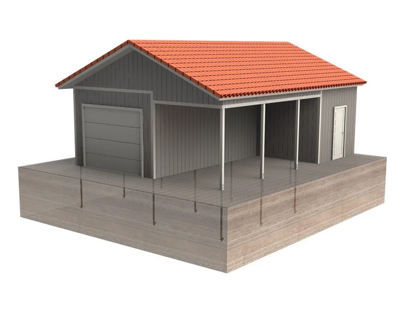 Garage foundations with screw piles