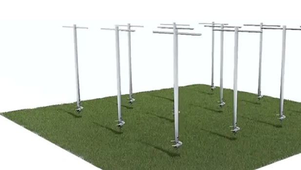 HELIX screw piles with brackets being levelled