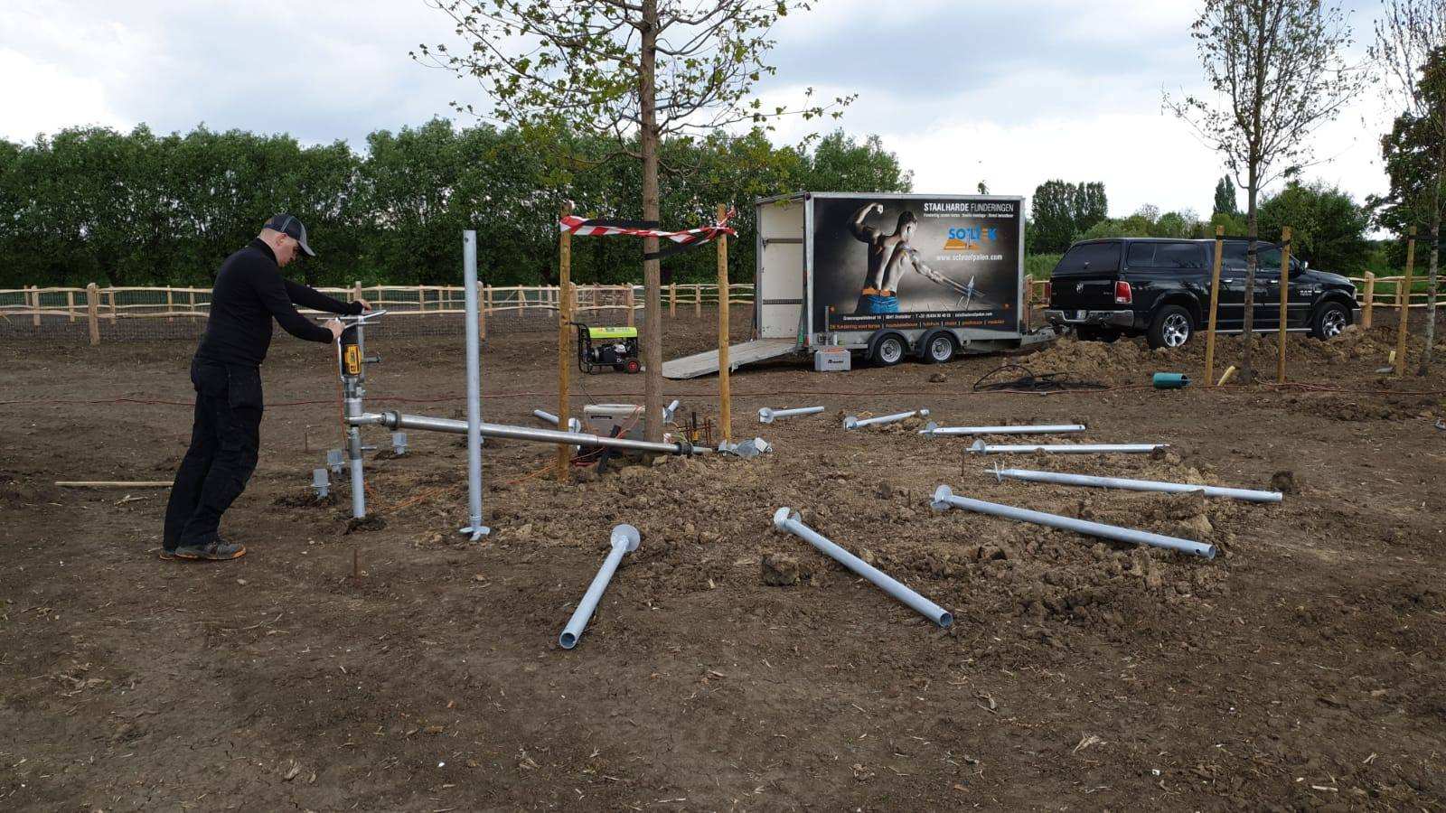 HELIX screw piles hand installation