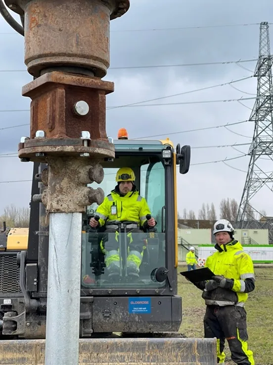 Screw pile installation in progress