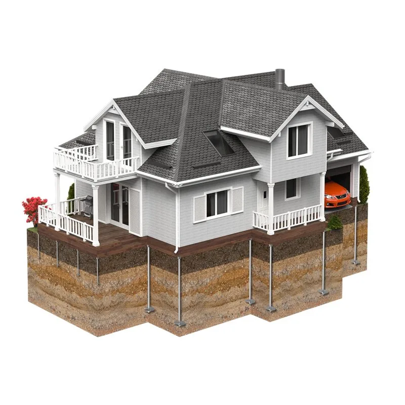 House on screw pile foundations