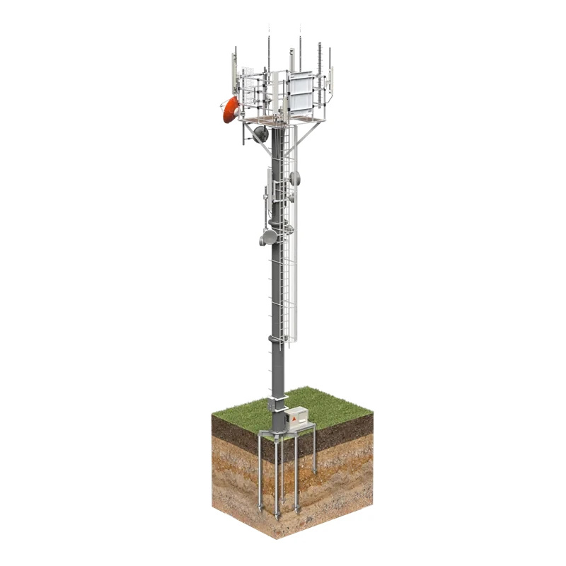 5G telecom mast on screw piles