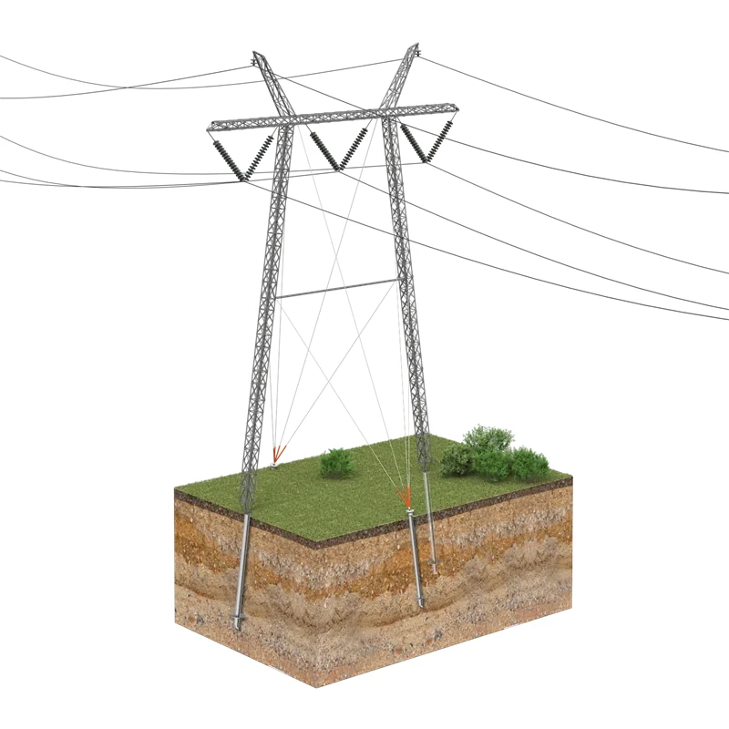 Power line on screw piles