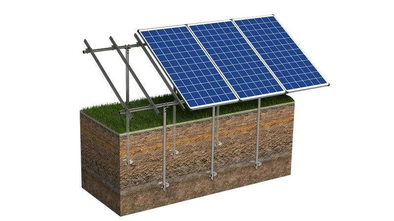 Solar park on screw pile foundations