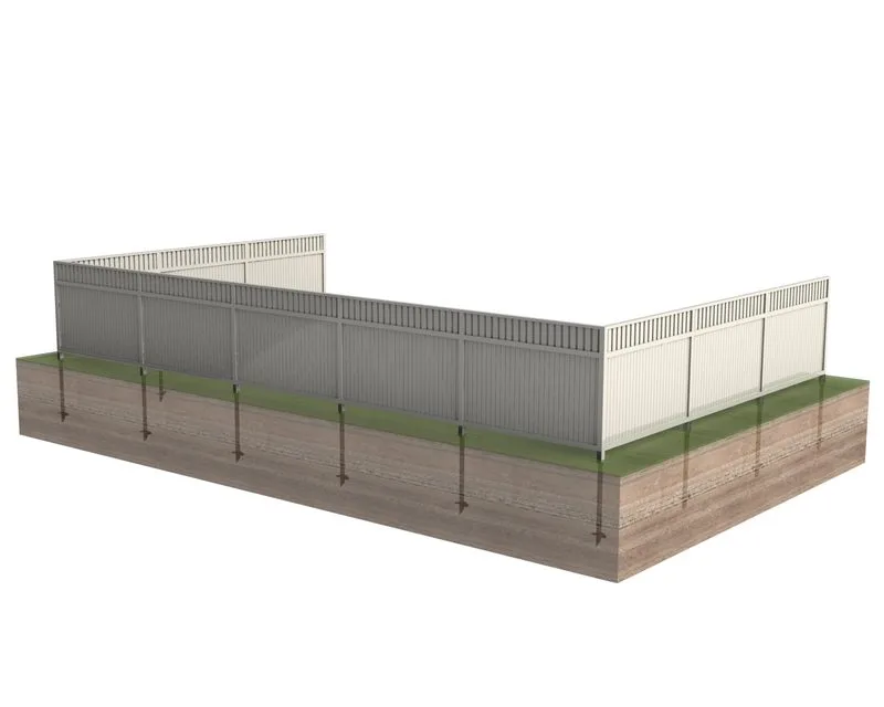 Fence on screw pile foundations